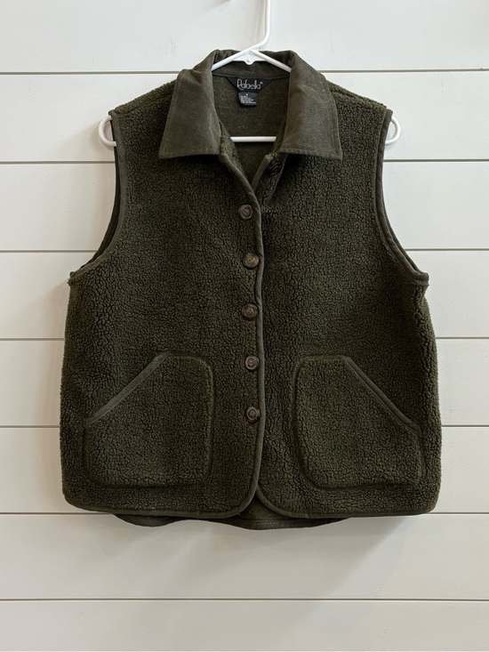 Rafaella Jackets & Blazers - Rafaella Olive Sherpa Button-Front Vest